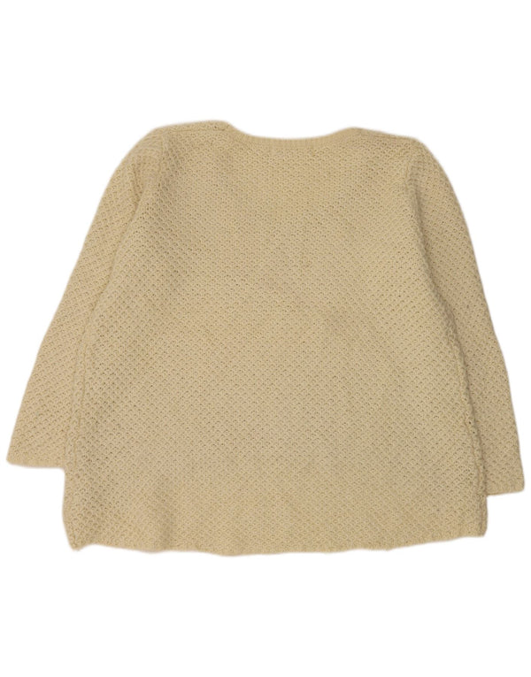 Zara Γυναικείο πουλόβερ με λαιμόκοψη UK 16 Large Off White Ακρυλικό