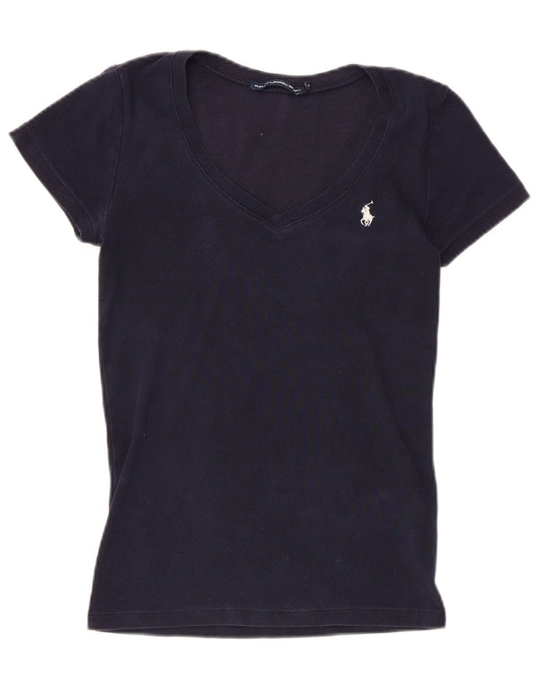 RALPH LAUREN Γυναικείο T-Shirt Top UK 8 Small Navy Blue Cotton