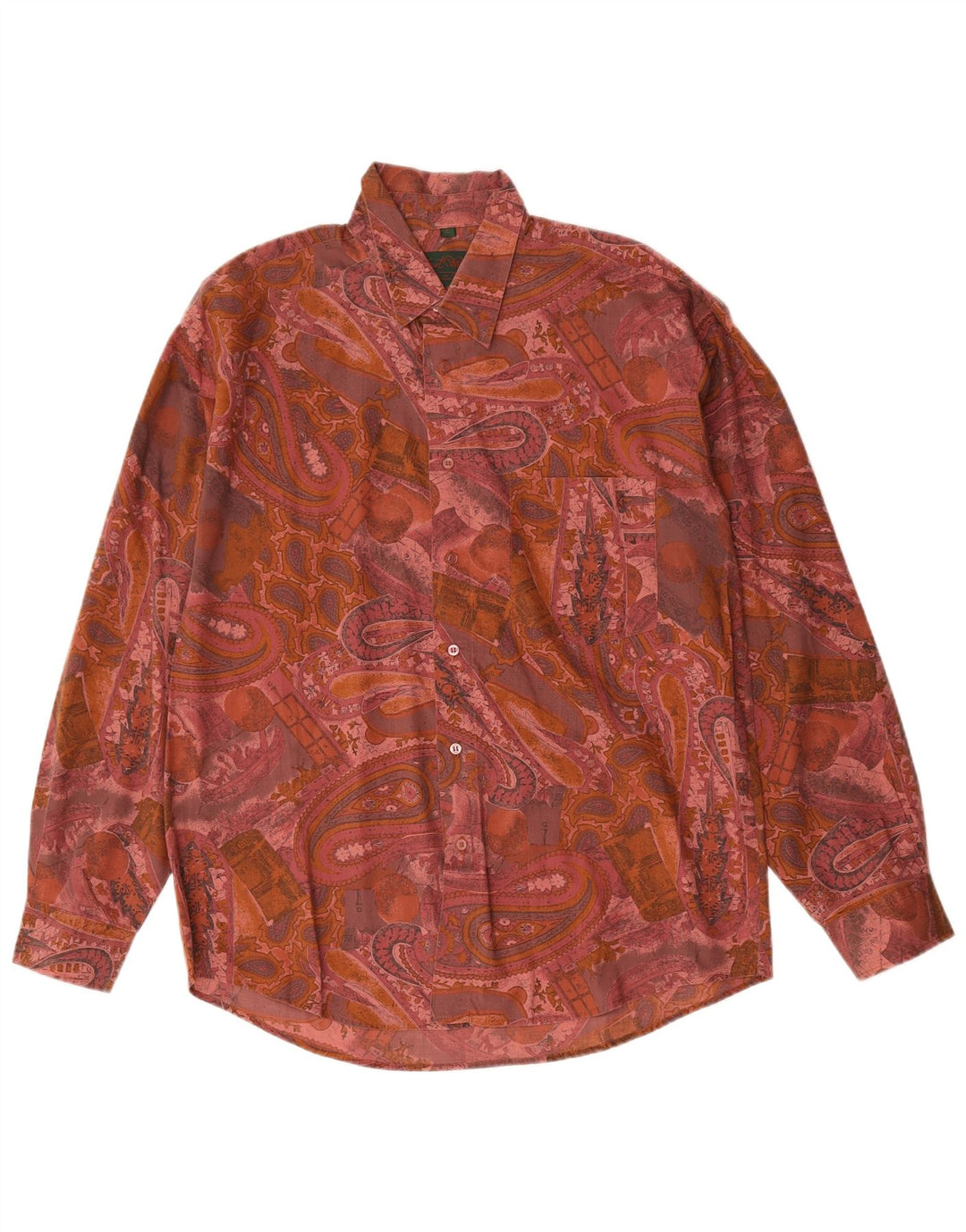 Vintage ανδρικό πουκάμισο μεγάλο ροζ Paisley