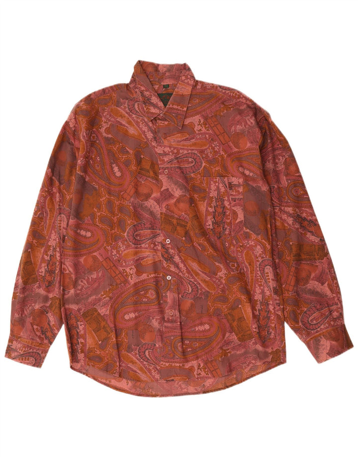 Vintage ανδρικό πουκάμισο μεγάλο ροζ Paisley