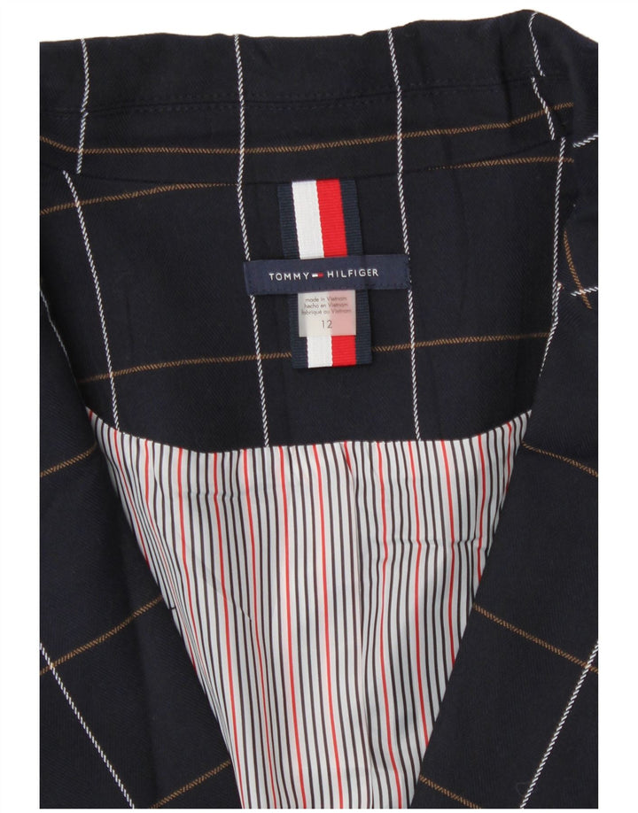 Tommy Hilfiger Γυναικείο τζάκετ με 1 κουμπί US 12 Large Navy Blue Check