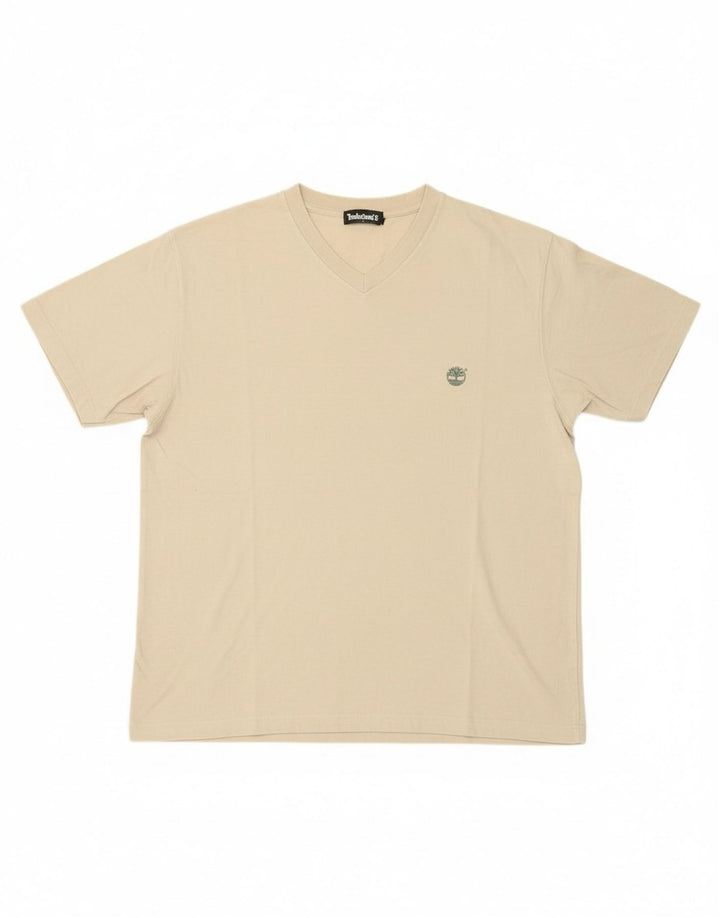 TIMBERLAND Mens T-Shirt Top XL Beige Cotton