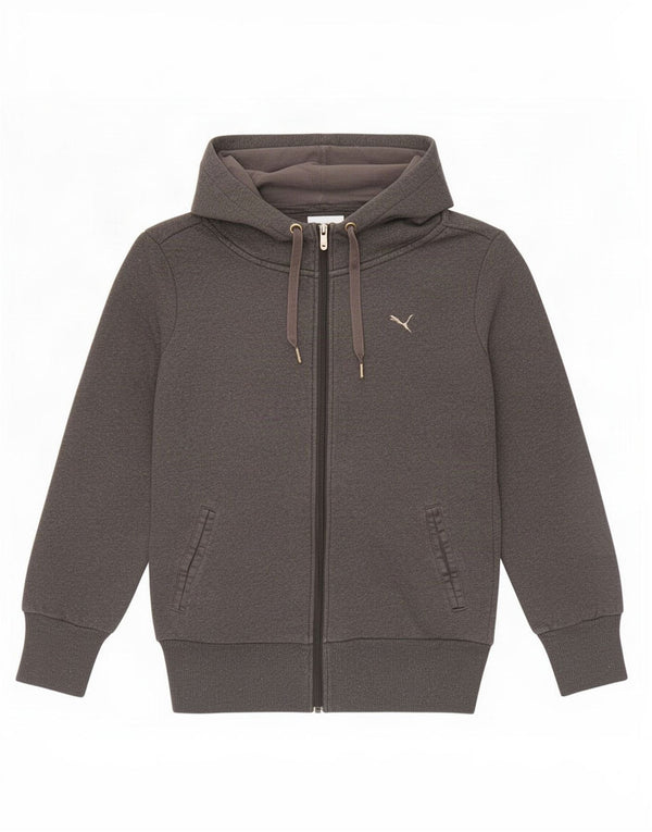 Puma Γυναικείο πουλόβερ με κουκούλα με φερμουάρ UK 12 μεσαίο γκρι βαμβακερό