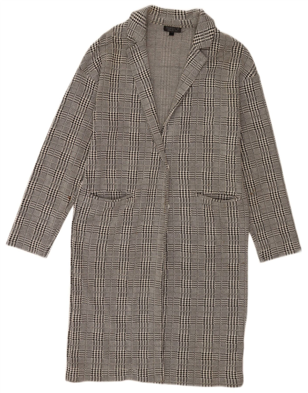 Topshop Γυναικείο Πανωφόρι UK 10 Small Grey Houndstooth Βαμβακερό
