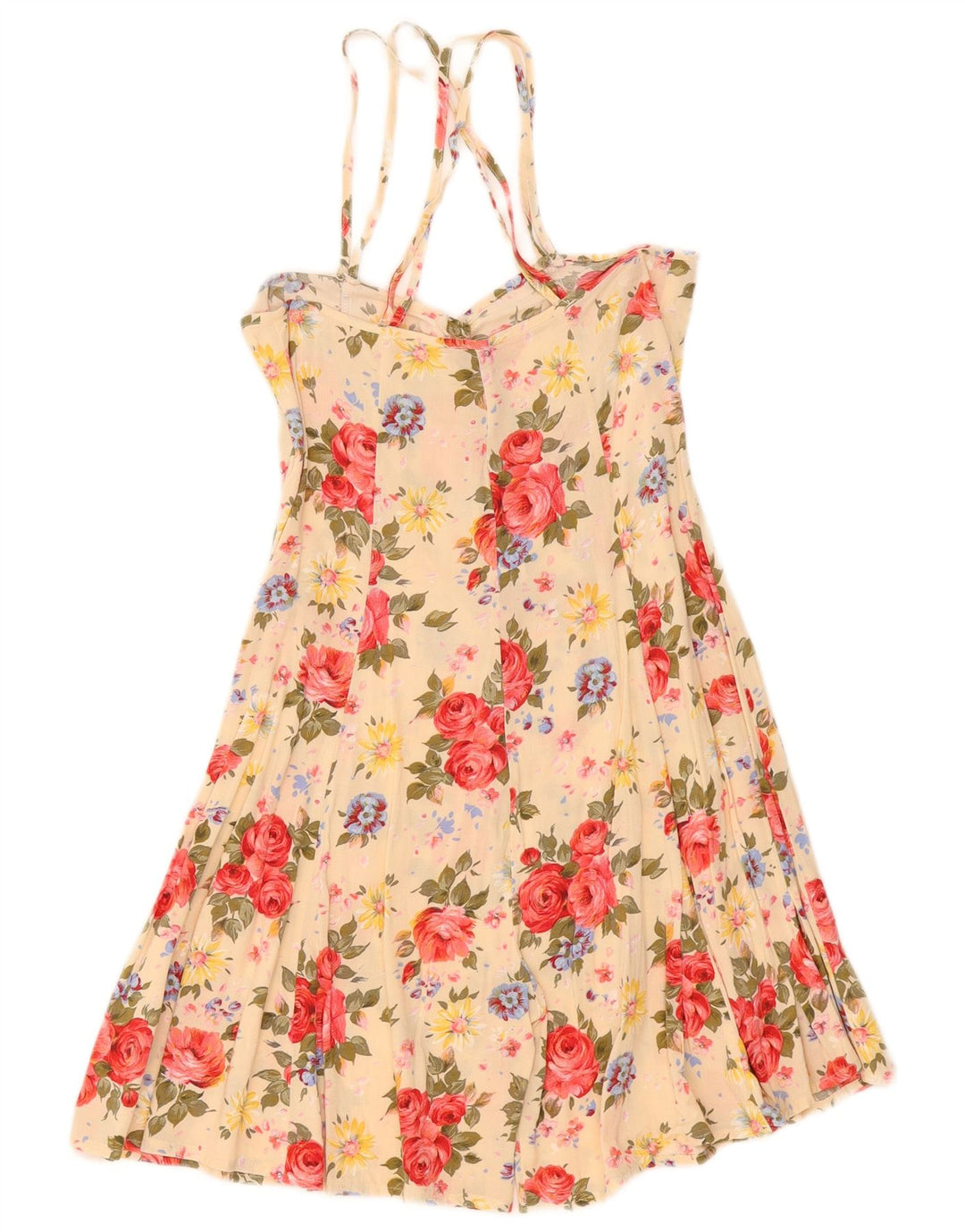 Vintage Γυναικείο Playsuit IT 42 Medium Yellow Floral Viscose