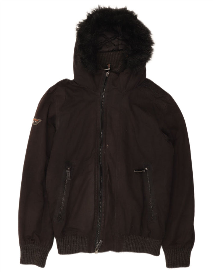 Ανδρικό μπουφάν με κουκούλα Superdry UK 38 Medium Black