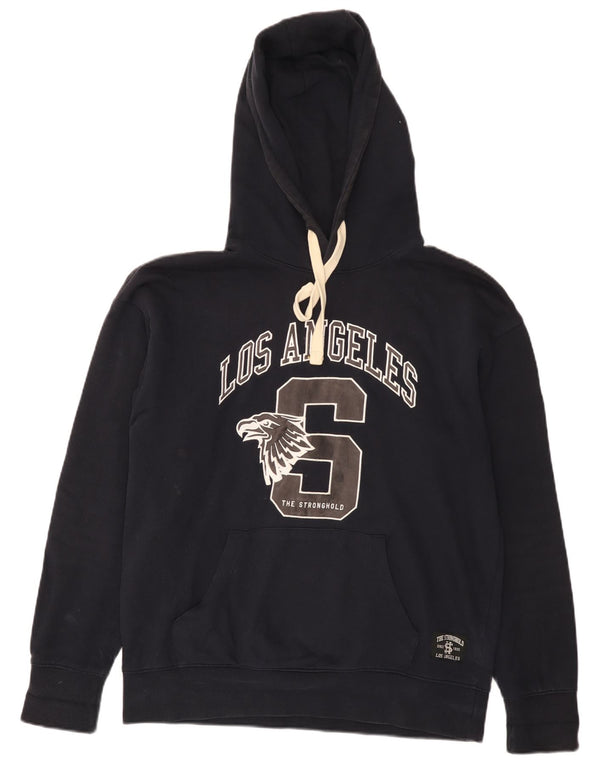 The Stronghold Mens Los Angeles Graphic Hoodie Jumper Medium Navy Blue