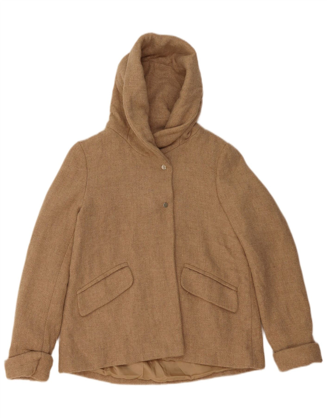 Zara Γυναικείο Bomber Jacket με κουκούλα UK 6 XS Μπεζ μαλλί