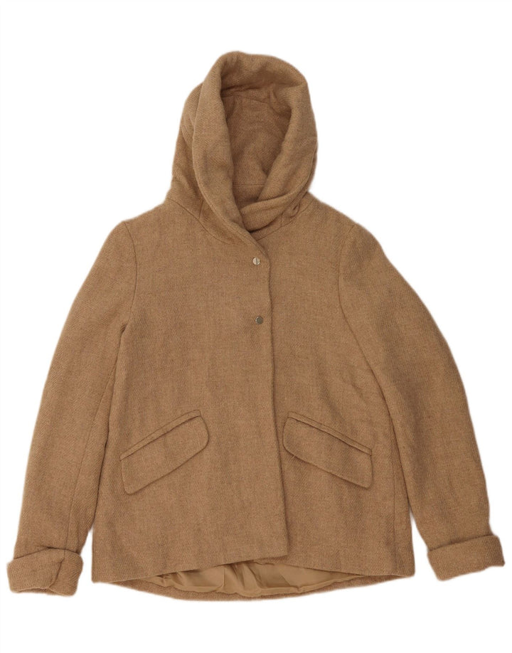 Zara Γυναικείο Bomber Jacket με κουκούλα UK 6 XS Μπεζ μαλλί
