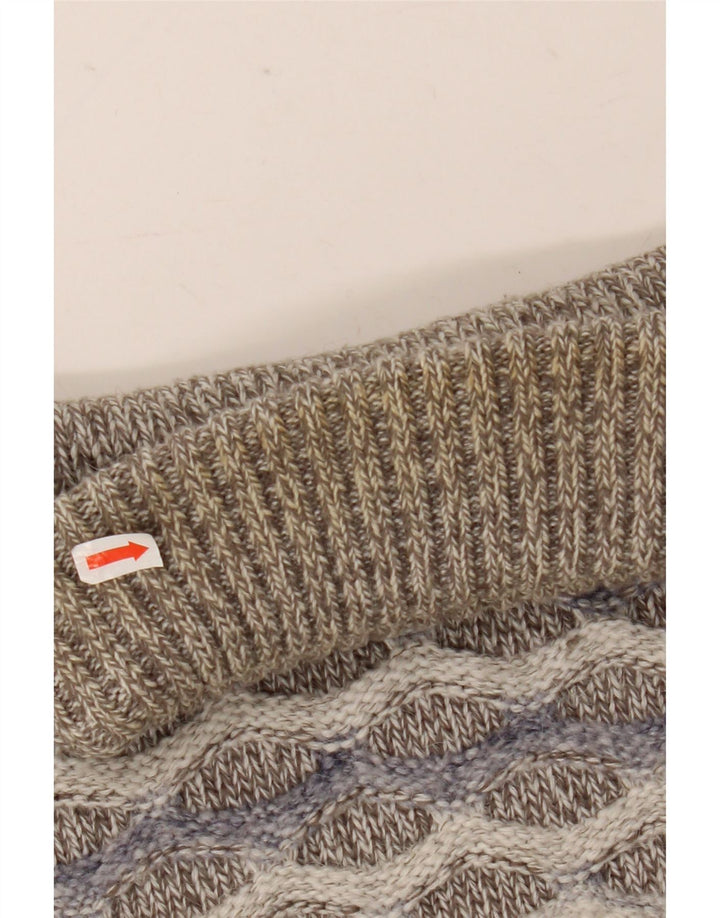 Vintage Ανδρικό πουλόβερ με ρολό λαιμόκοψη Μάλλινο μεγάλο γκρι ριγέ