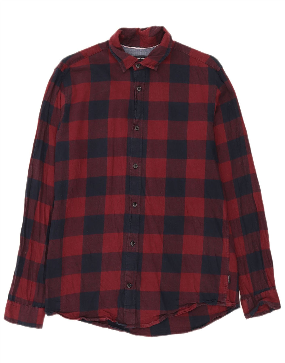 Jack & Jones Ανδρικό πουκάμισο με κανονική εφαρμογή φανελένιο μεσαίο κόκκινο βαμβακερό Gingham