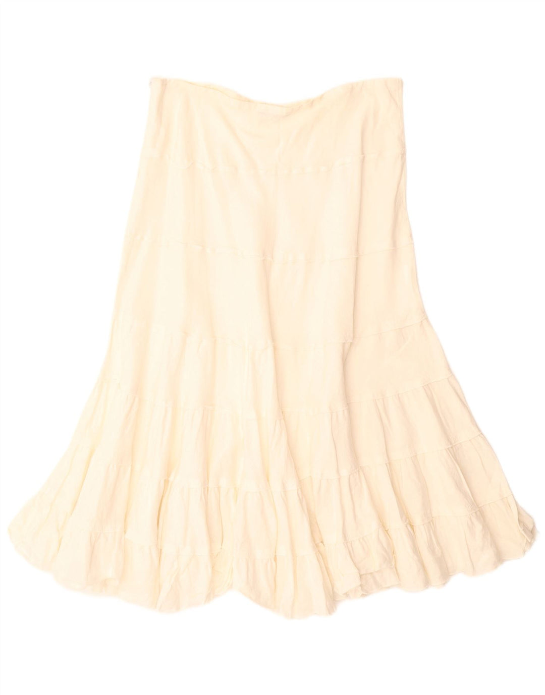 VINTAGE Γυναικεία Φούστα A-Line W34 Μεγάλο Μπεζ Λινό