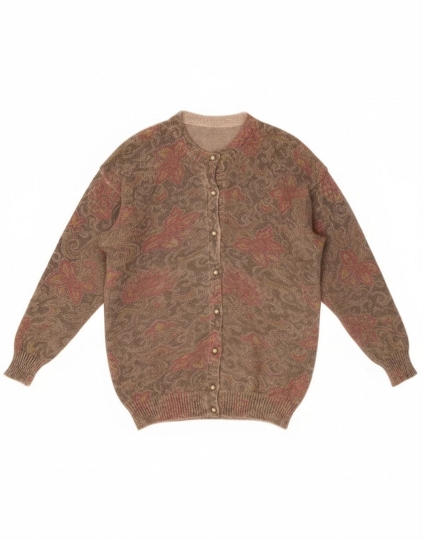 Vintage γυναικεία ζακέτα πουλόβερ UK 18 XL Beige Floral Mohair