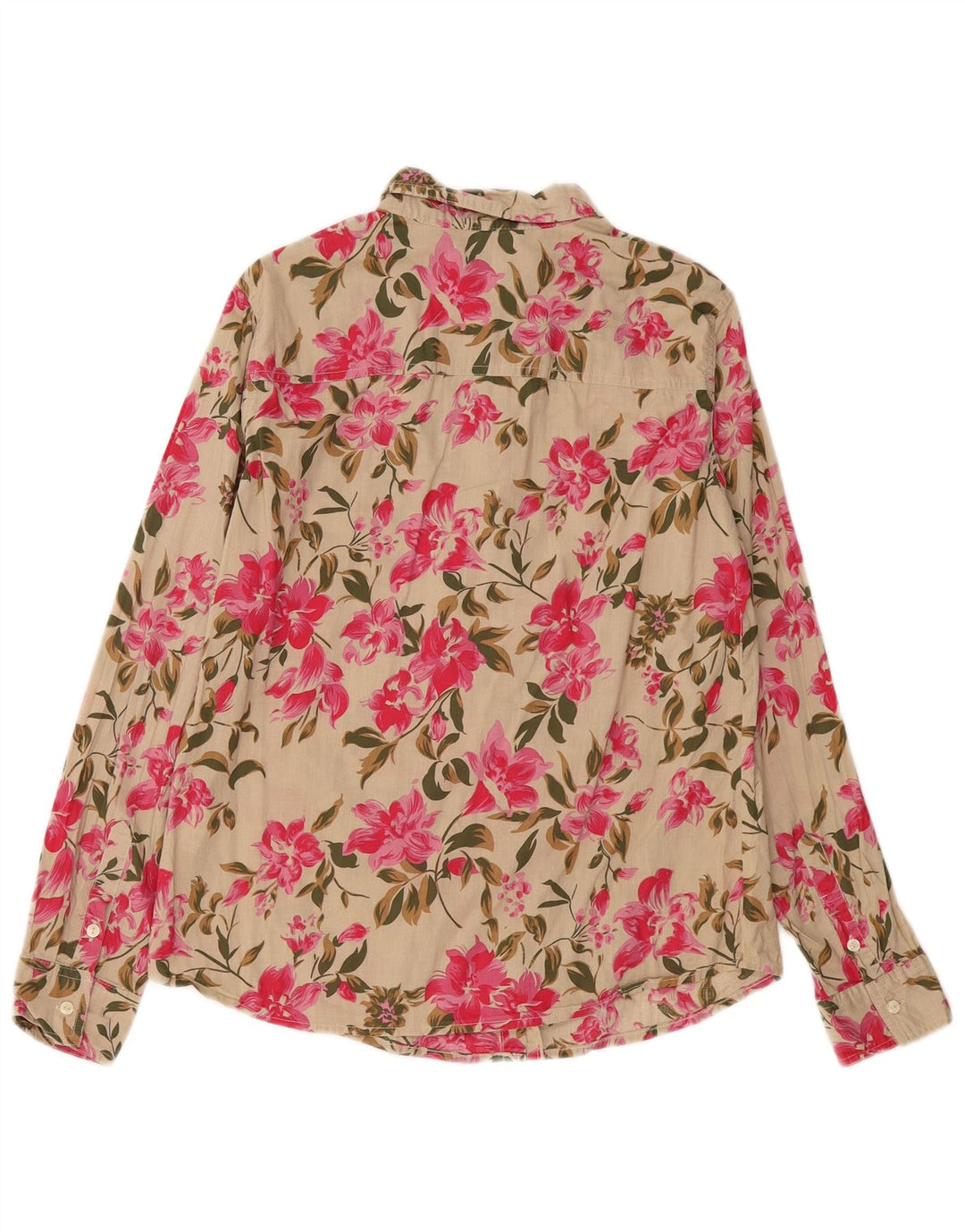 Γυναικείο πουκάμισο Benetton UK 14 Medium Beige Floral Βαμβακερό