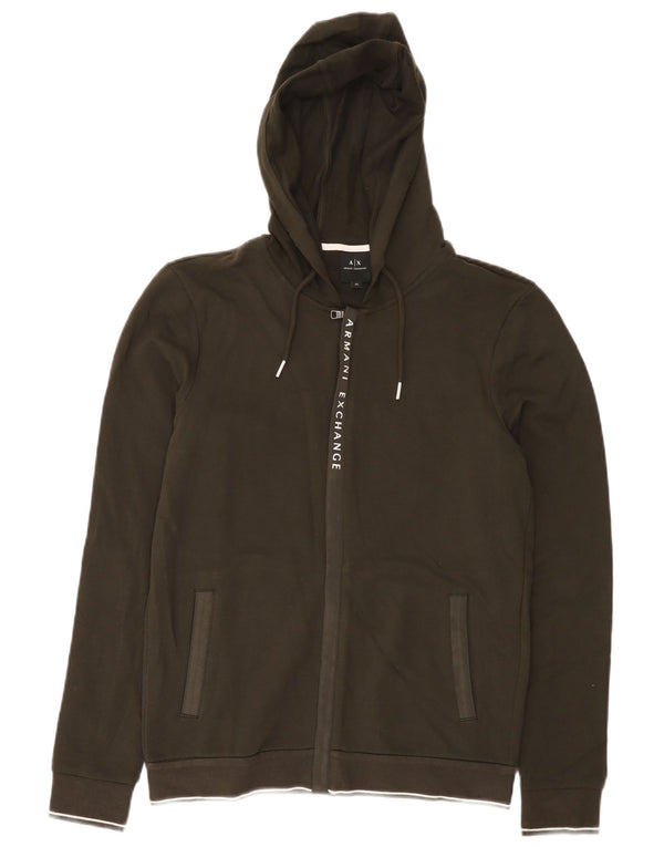 Ανδρικό πουλόβερ με κουκούλα με φερμουάρ Armani Exchange XS Βαμβακερό χακί