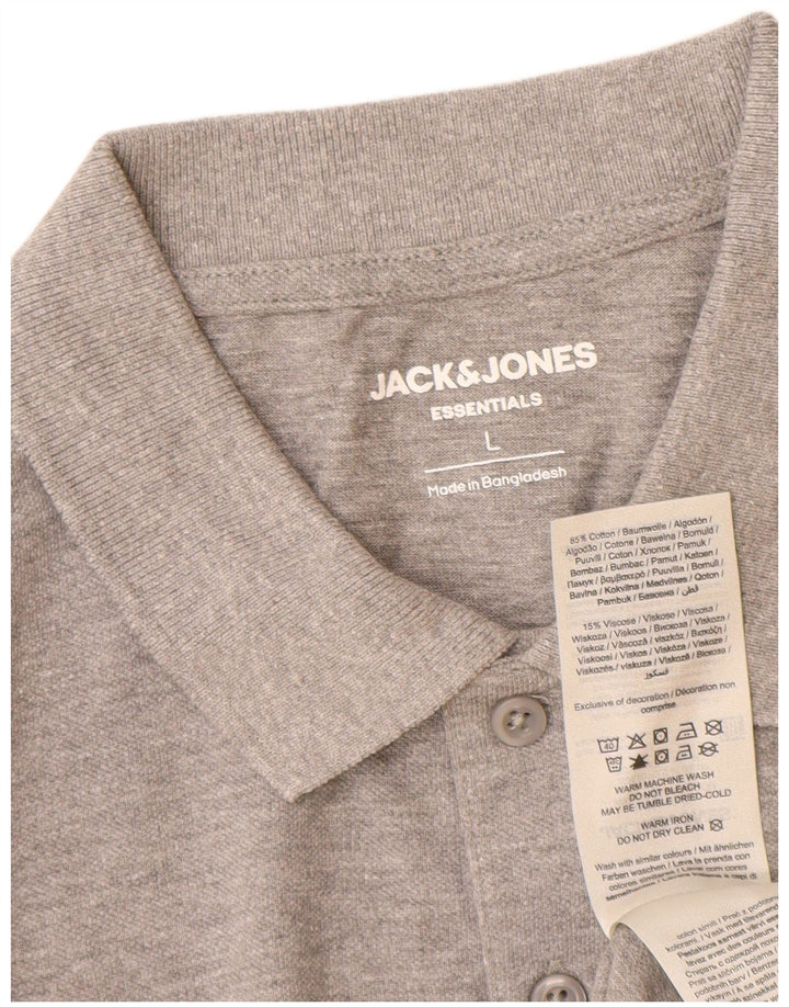 Jack & Jones Ανδρικό Πόλο Μπλουζάκι μεγάλο γκρι βαμβακερό
