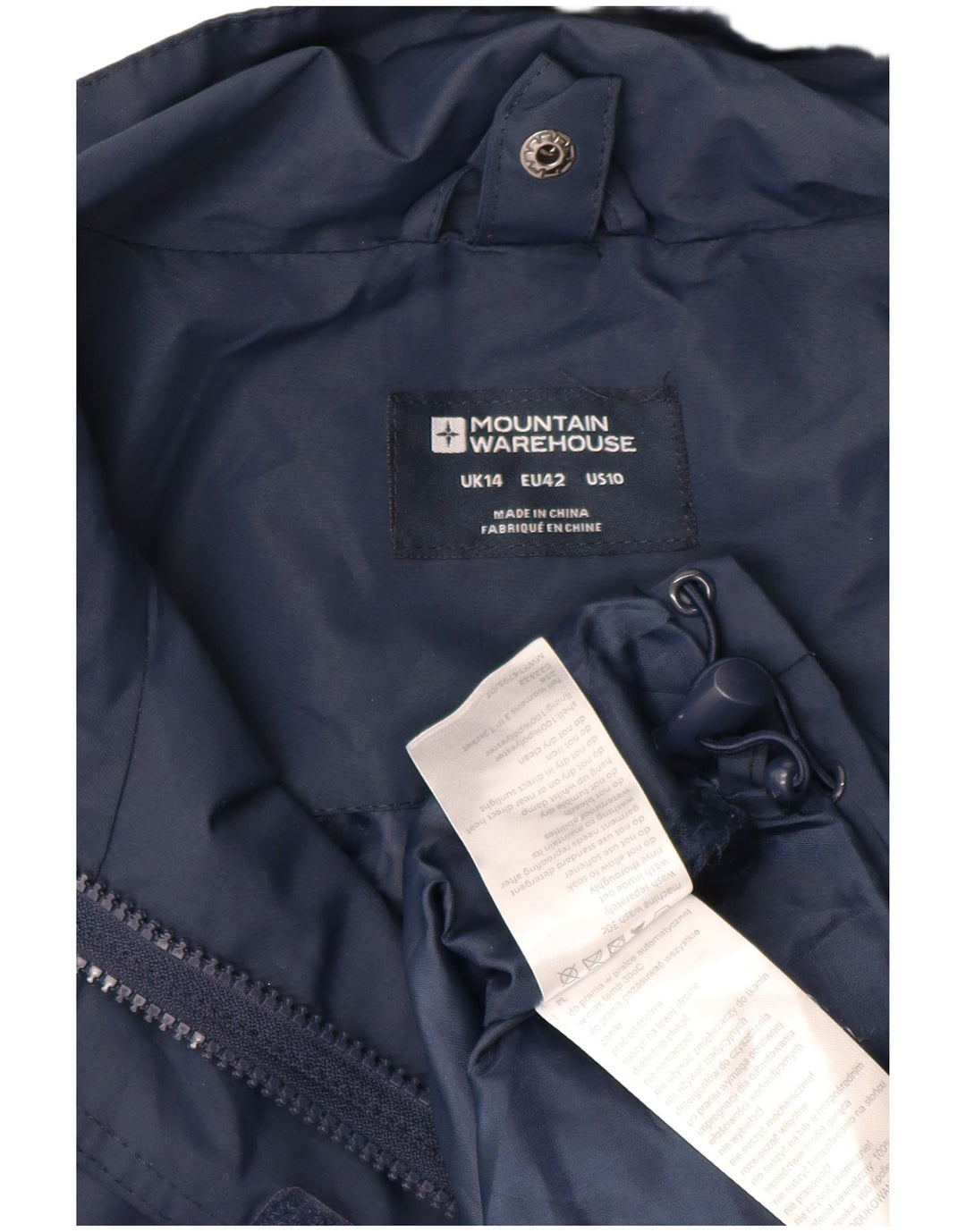 MOUNTAIN WAREHOUSE Womens Hooded Rain Jacket UK 14 Large Navy Blue