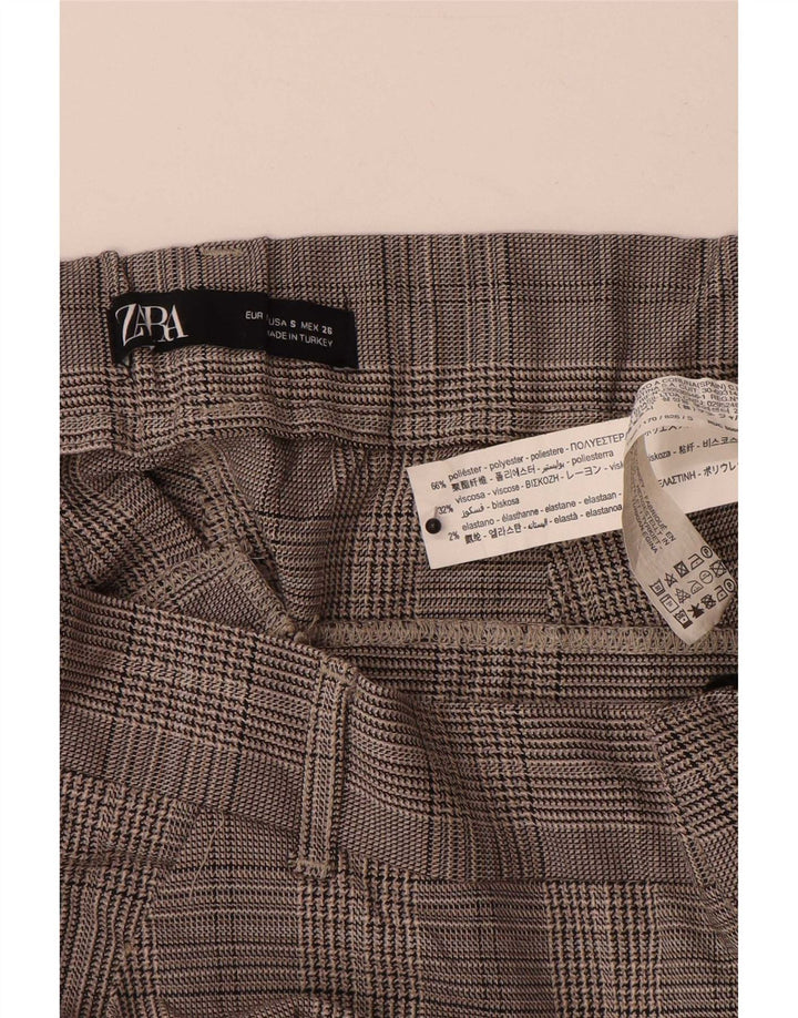 Zara Γυναικείο Crop Slim Παντελόνι Small W26 L24 Grey Houndstooth