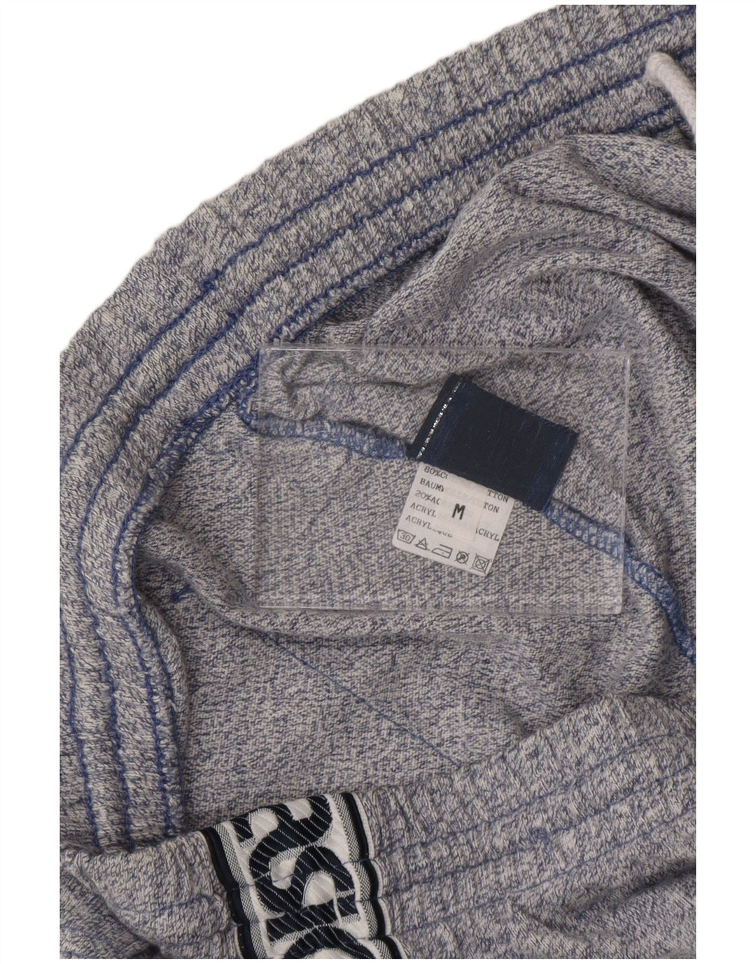 ASICS Mens Graphic Tracksuit Trousers Medium Navy Blue Flecked Cotton