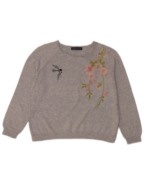 Marks & Spencer Γυναικείο πουλόβερ με λαιμόκοψη Crop Crew UK 16 Large Grey