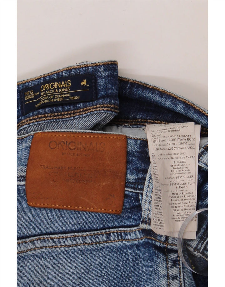 JACK & JONES Ανδρικό Slim Jeans W32 L30 Μπλε βαμβακερό