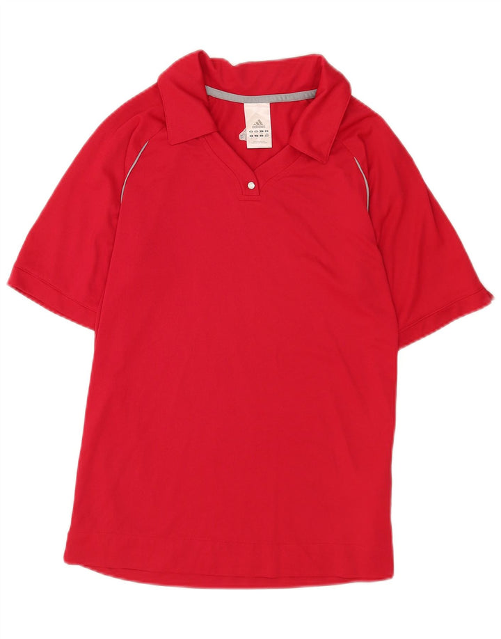 Adidas Γυναικείο Polo μπλουζάκι UK 12 Medium Red Polyester