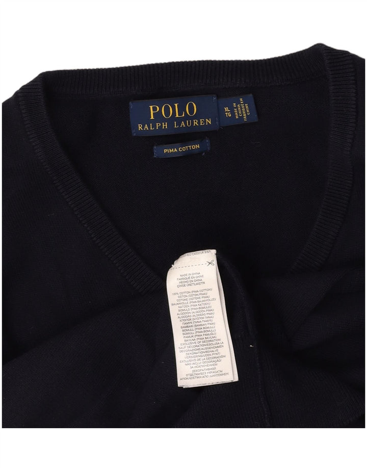 Γυναικείο πουλόβερ με λαιμόκοψη POLO RALPH LAUREN UK 18 XL Navy Blue βαμβακερό