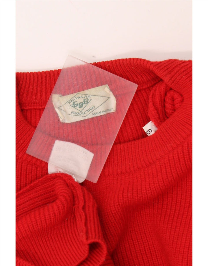 Vintage γυναικείο υπερμεγέθη πουλόβερ με λαιμόκοψη UK 18 XL κόκκινο παρθένο μαλλί