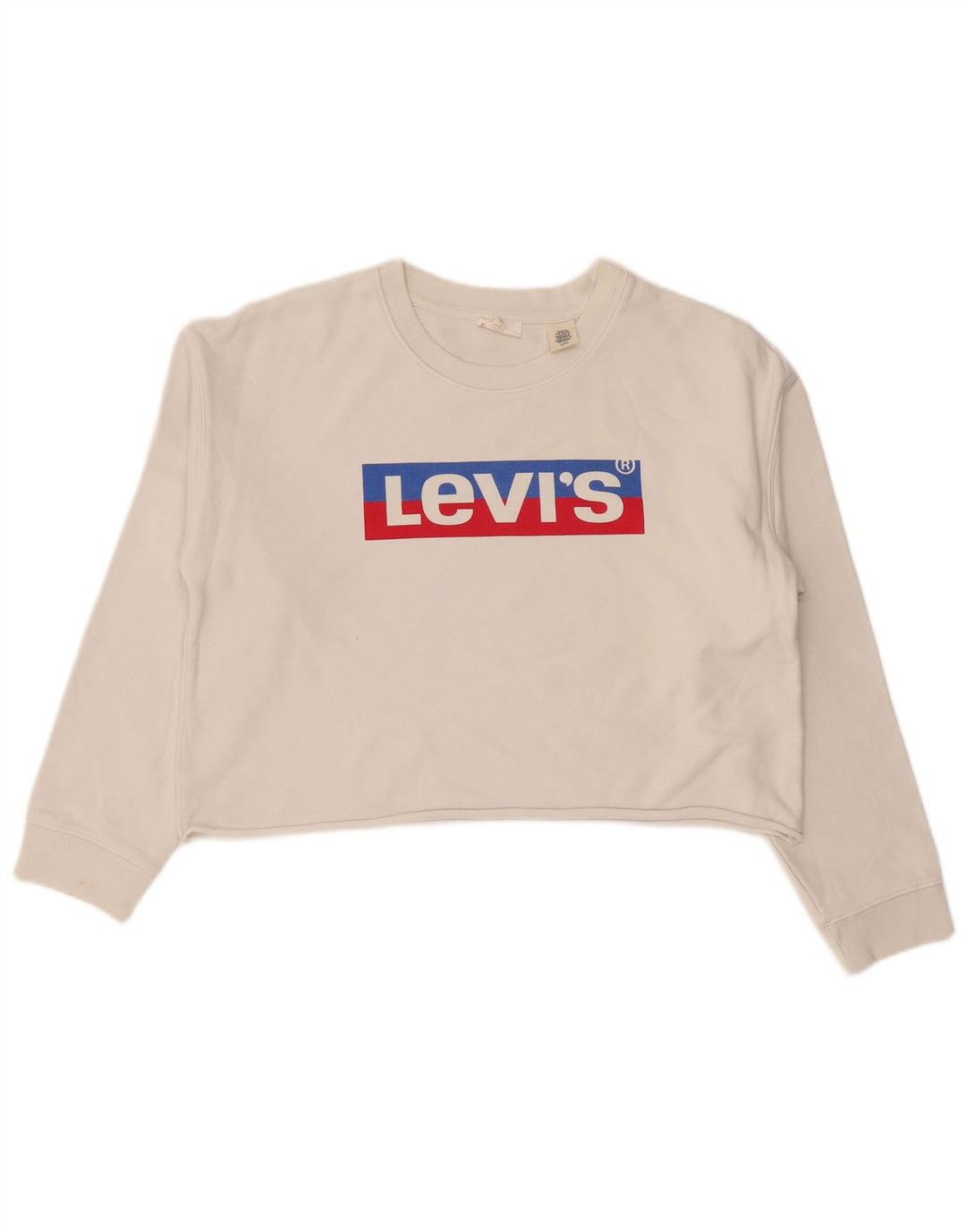 Γυναικεία Levi's Oversized Graphic Crop Φούτερ Jumper UK 10 Small White