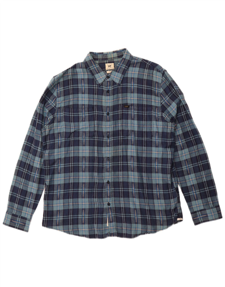Ανδρικό πουκάμισο LEE Flannel 2XL Navy Blue Check Cotton