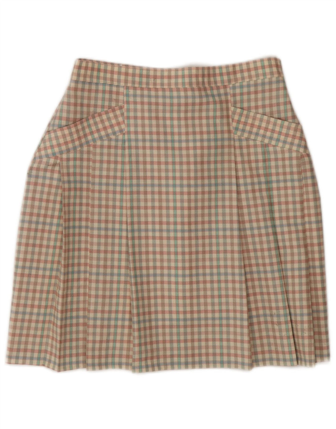 Vintage γυναικεία μίνι φούστα IT 42 Medium W26 Πολύχρωμο μαλλί Gingham