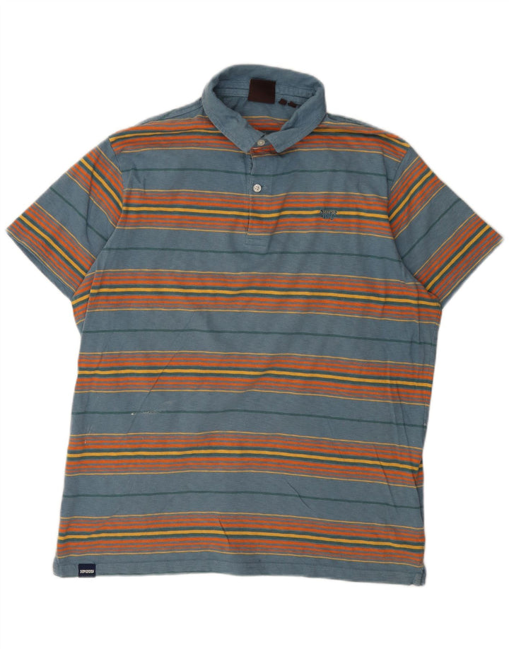 Ανδρικό μπλουζάκι πόλο Superdry 2XL Μπλε ριγέ βαμβακερό