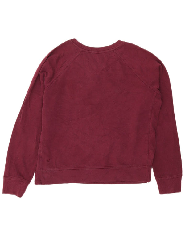 Champion Womens Crop Oversized Φούτερ Jumper UK 10 Small Burgundy