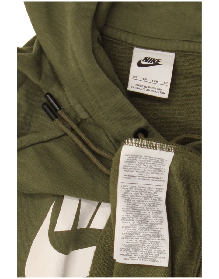 Γυναικείο γραφικό κουκούλα NIKE UK 6 XS Χακί βαμβακερό