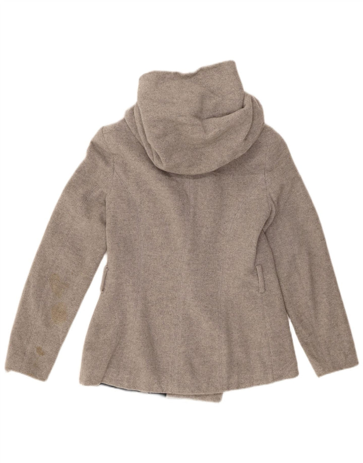Zara Γυναικείο παλτό μπιζελιού με κουκούλα UK 10 Small Grey Wool