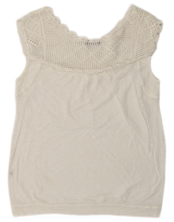 Massimo Dutti Γυναικεία Αμάνικη Μπλούζα Τοπ UK 16 Large White