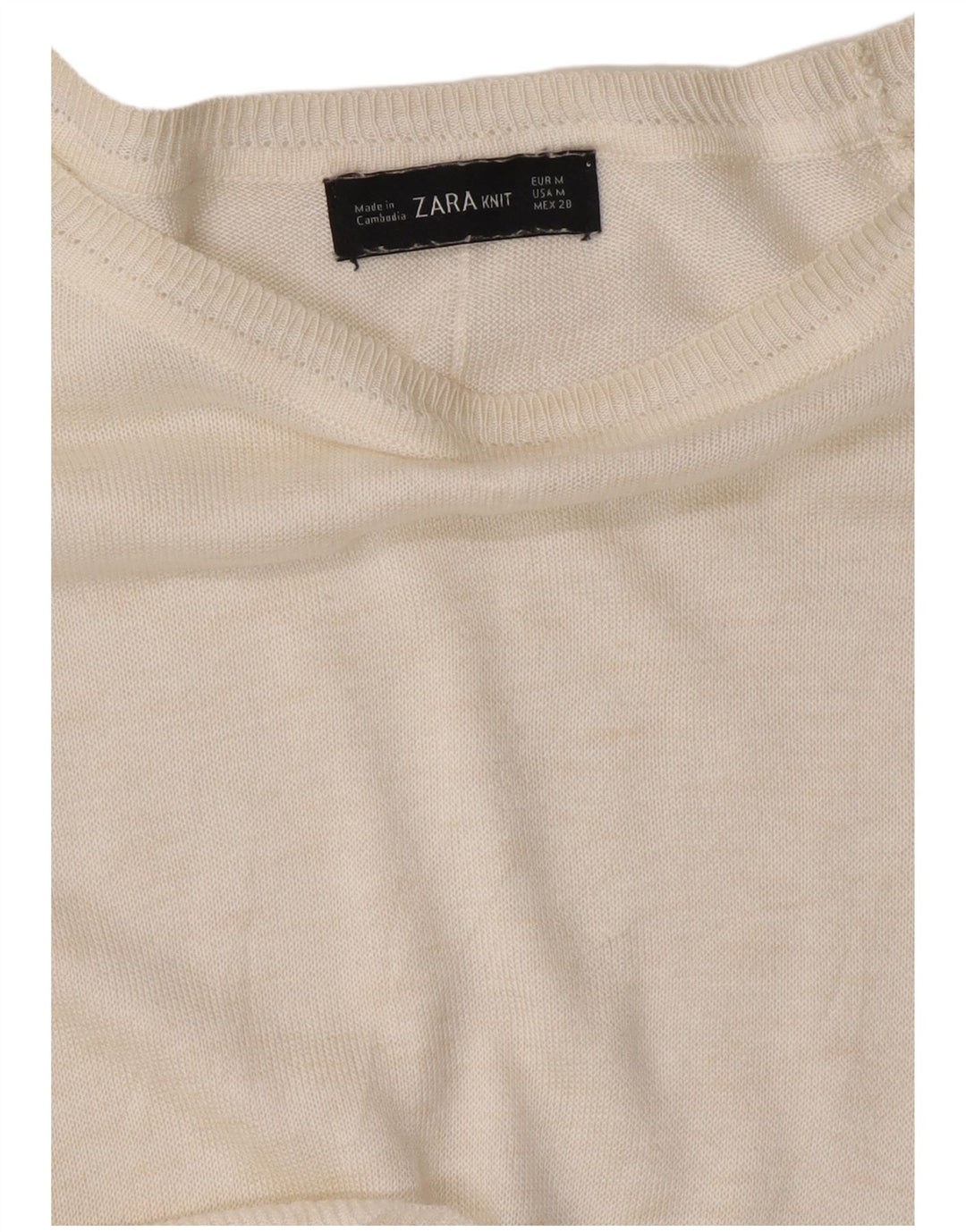 ZARA Γυναικείο πουλόβερ με λαιμόκαυστο UK 14 Medium White