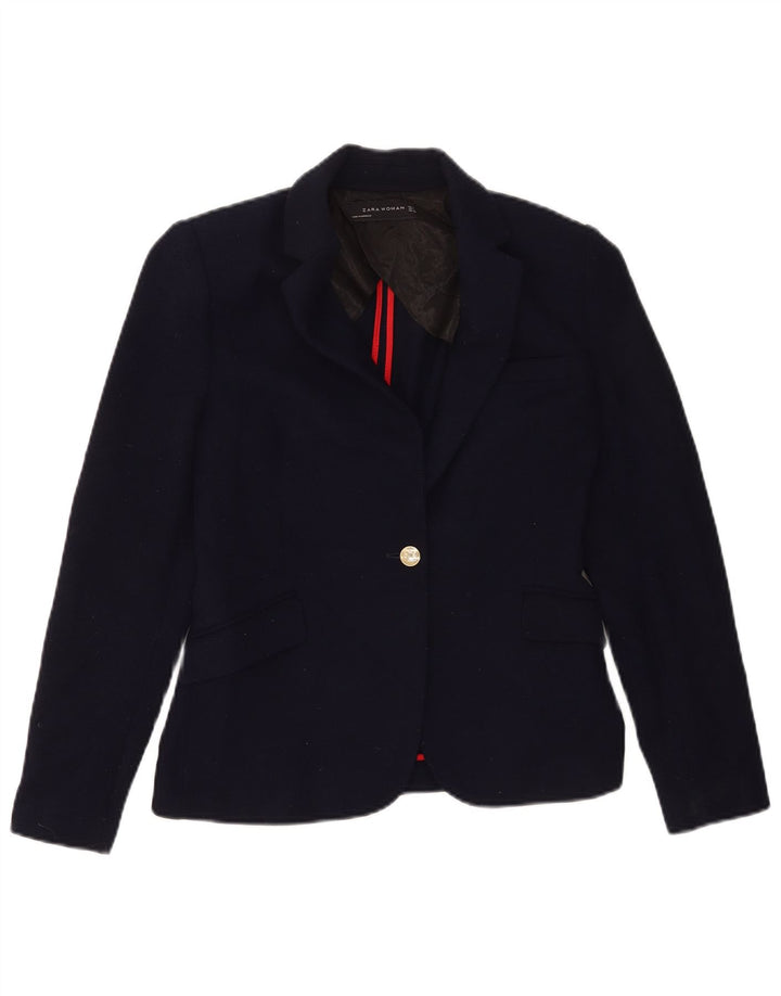 Zara Γυναικείο Μπουφάν 1 Button Blazer UK 12 Medium Navy Blue Polyester