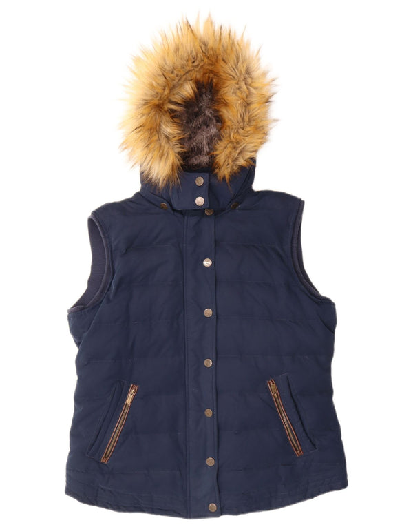 Fat Face Γυναικεία κουκούλα με επένδυση Gilet UK 14 Large Navy Blue Polyester