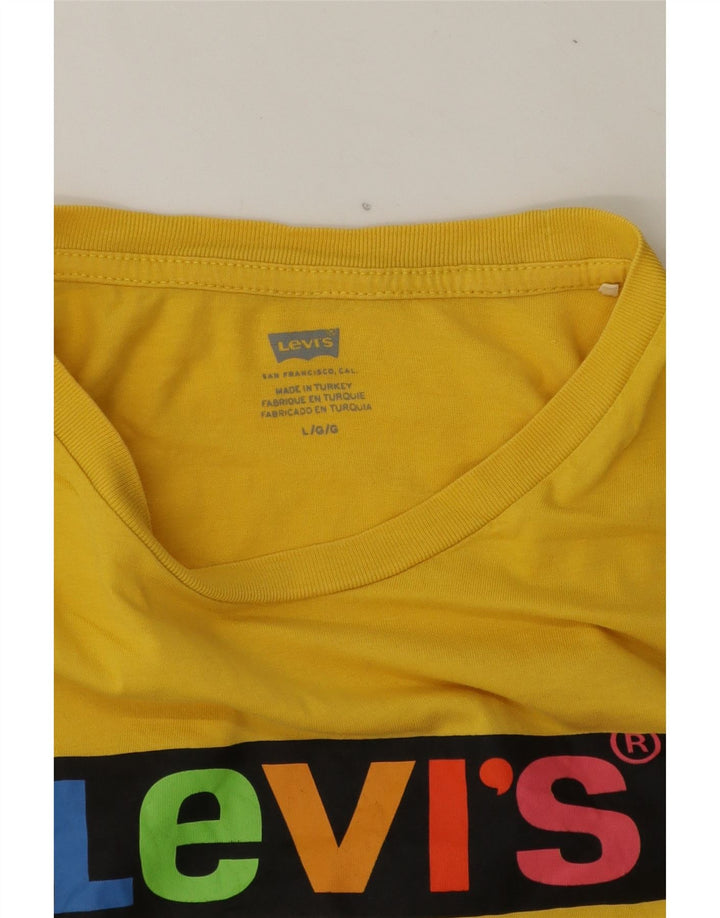 LEVI'S Mens Graphic T-Shirt Top Large Yellow Vintage Levi's and Second-Hand Levi's from Messina Hembry 
