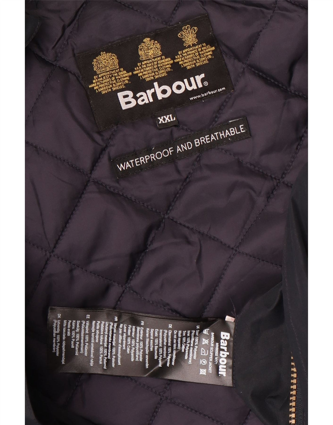 Barbour Ανδρικό παλτό αντιανεμικό με κουκούλα UK 44 2XL Navy Blue Polyester