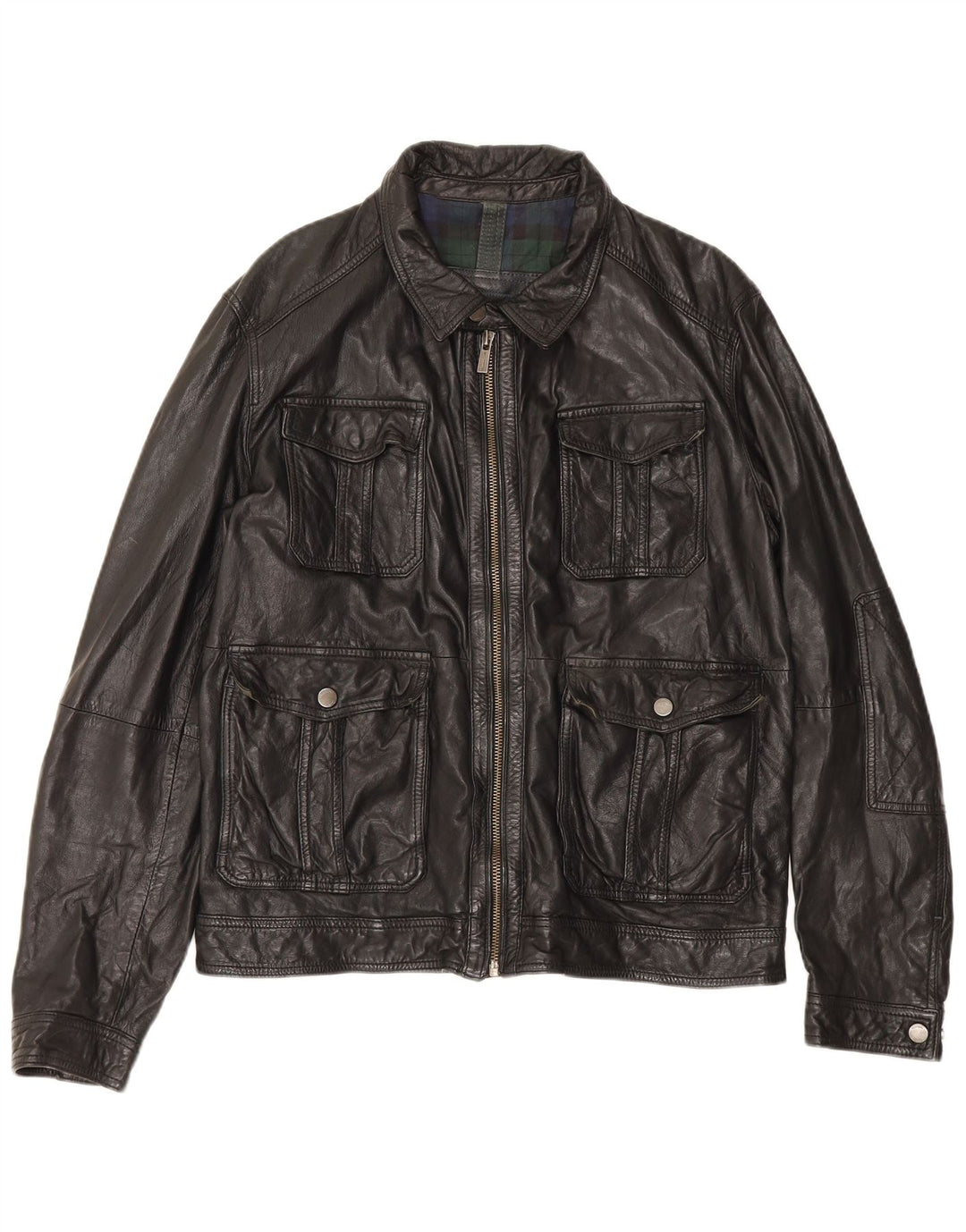Massimo Dutti Ανδρικό Δερμάτινο Μπουφάν UK 42 XL Μαύρο Sheepskin