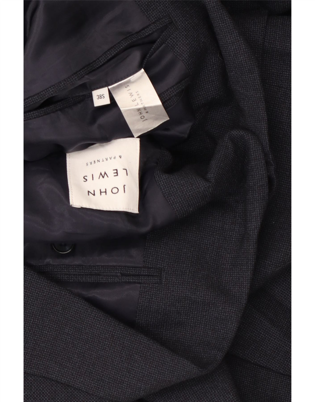 John Lewis Ανδρικό κοντό σακάκι 2 κουμπιών UK 38 Medium Navy Blue Wool