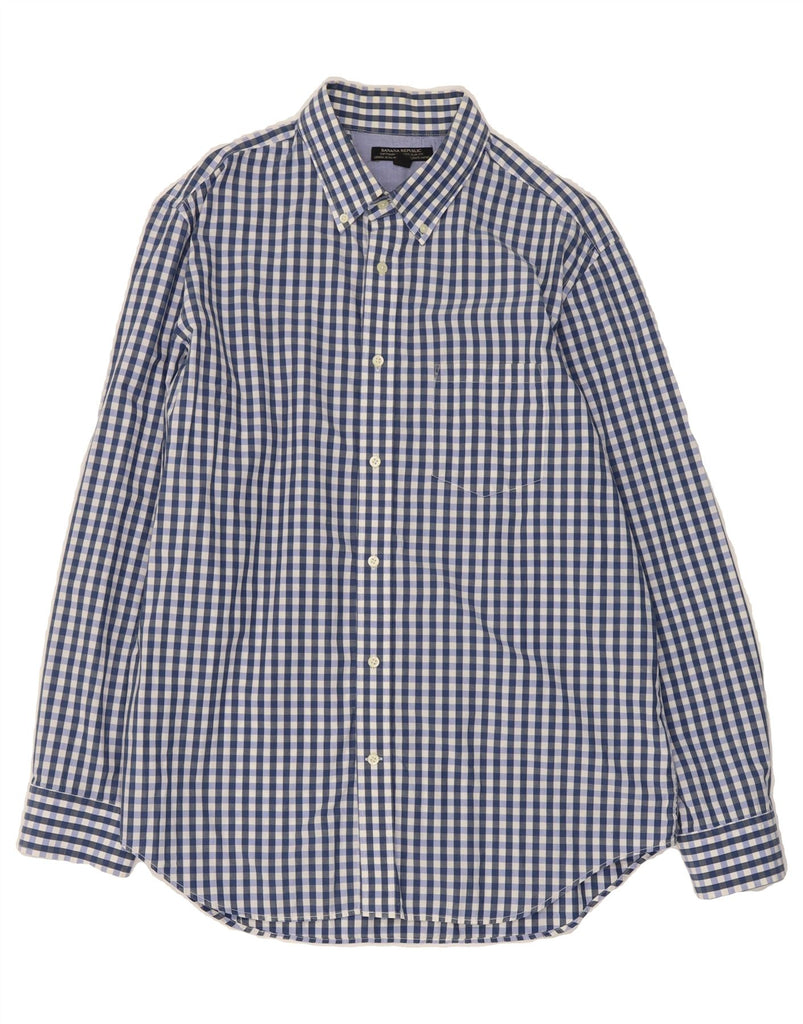 BANANA REPUBLIC Mens Shirt XL Blue Gingham Cotton Vintage Banana Republic and Second-Hand Banana Republic from Messina Hembry 
