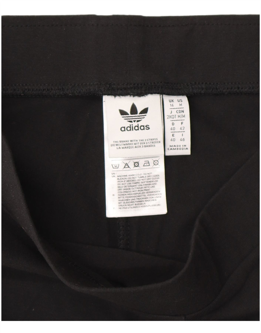 Γυναικείο κολάν Adidas UK 14 μέτριο μαύρο βαμβακερό ριγέ
