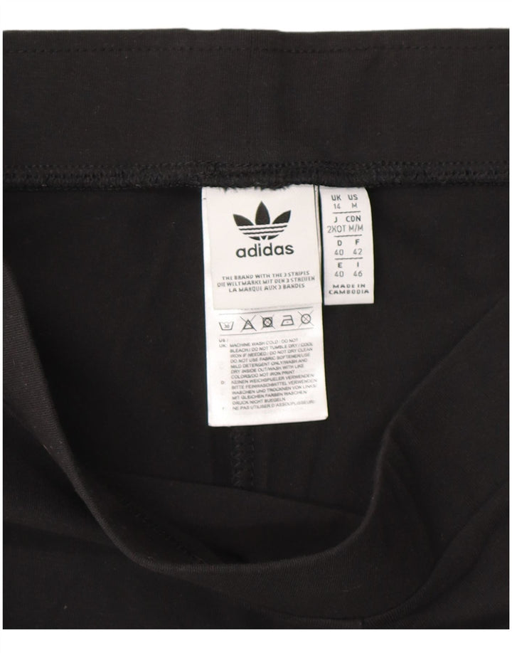 Γυναικείο κολάν Adidas UK 14 μέτριο μαύρο βαμβακερό ριγέ