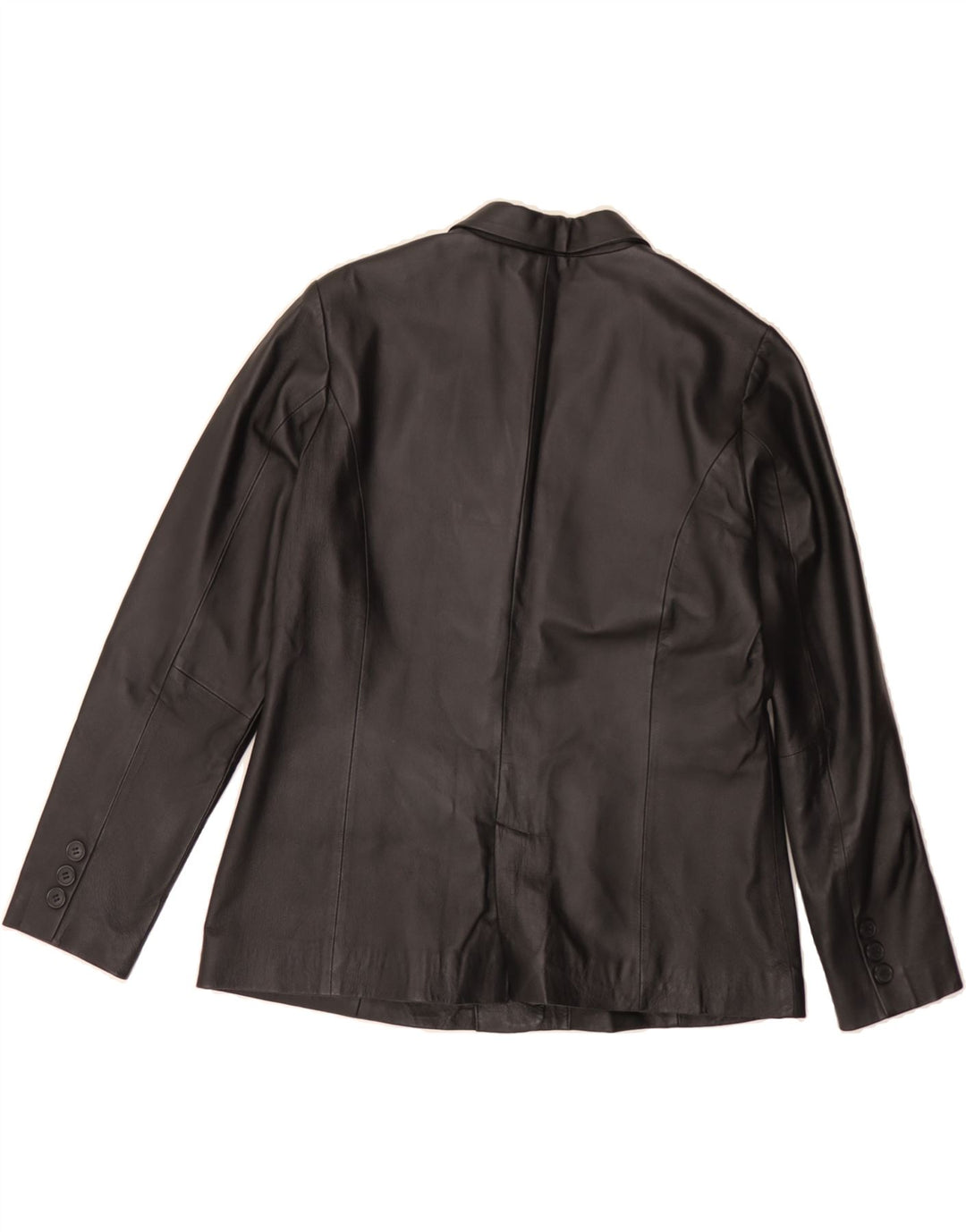 VINTAGE Womens Leather 2 Button Blazer Jacket UK 16 Large Black Leather Vintage Vintage and Second-Hand Vintage from Messina Hembry 