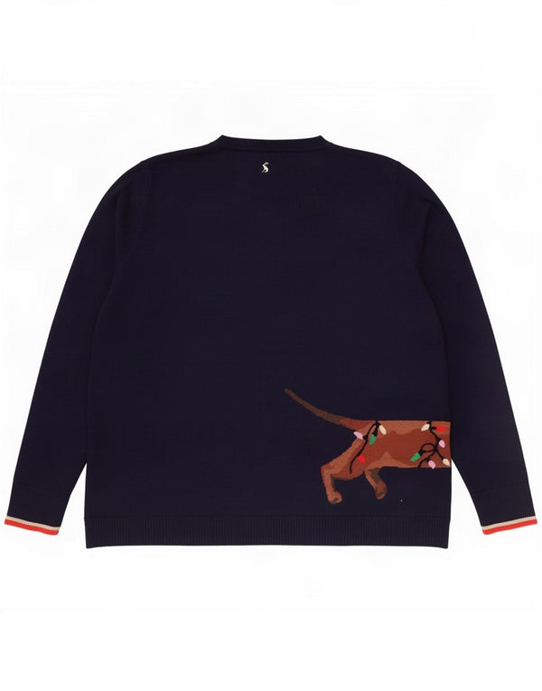 Joules Womens Crew Neck Jumper Sweater UK 18 XL Navy Blue Cotton Christmas