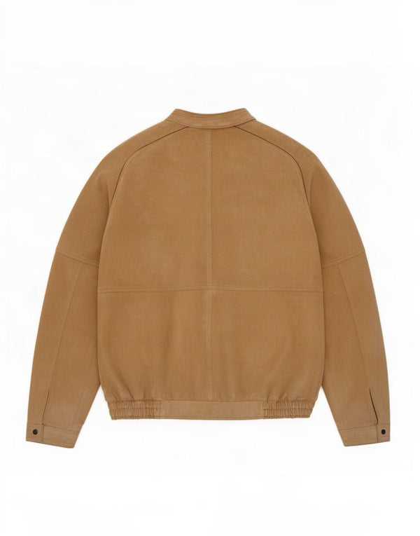 Monpel Mens Suede Bomber Jacket UK 38 Medium Beige Leather