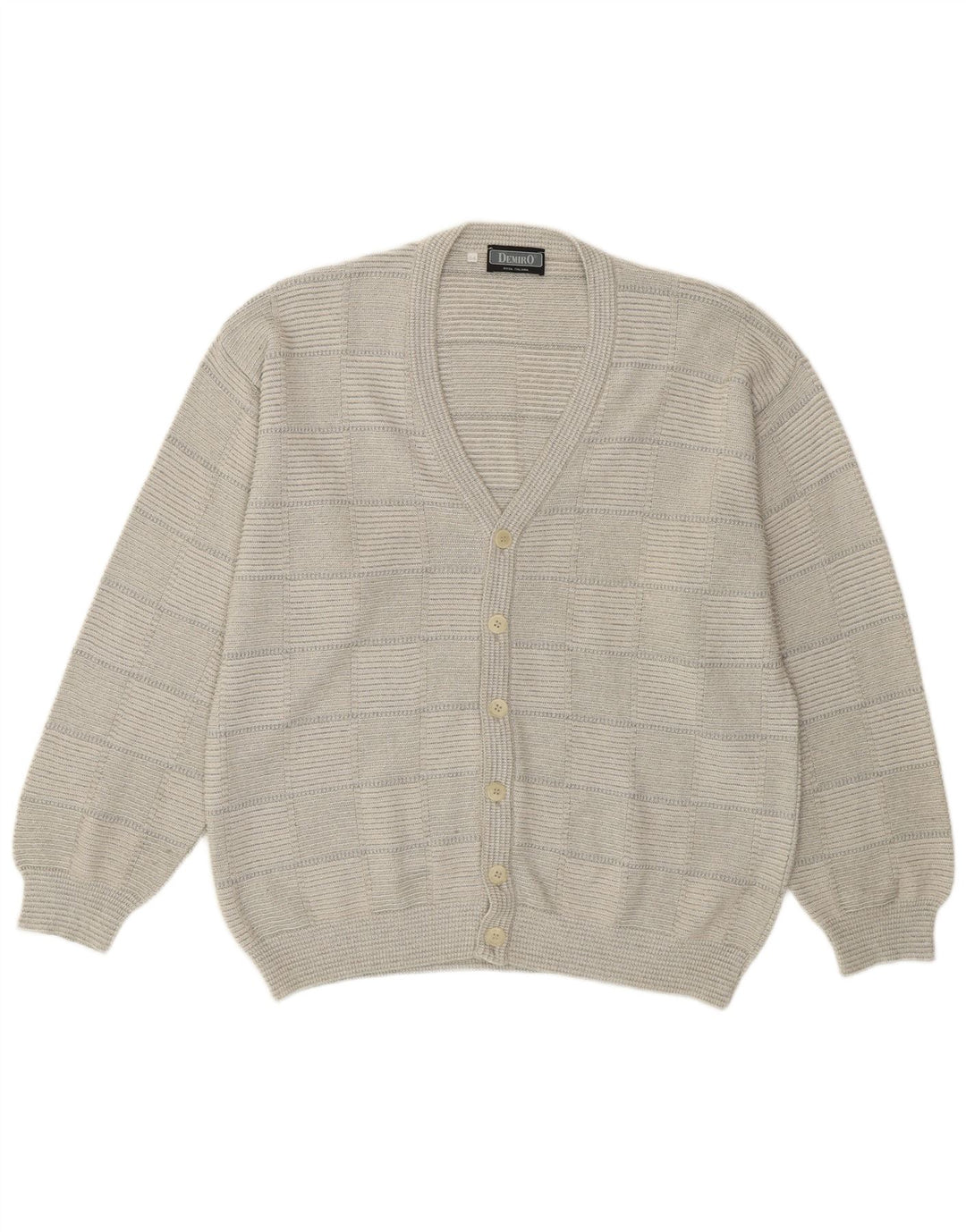 Ανδρικό πουλόβερ ζακέτα Demiro IT 54 XL Γκρι γεωμετρικό βαμβάκι